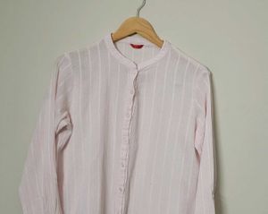 W Button-Down Top with Roll-Tab...