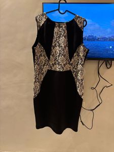 Xxl Elegant Black & Gold Dress