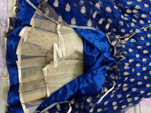 Stunning Blue &amp; Gold Embroidered Lehenga Choli