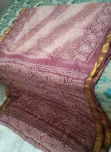 Brand New fastive bandhani cotton silk saree set