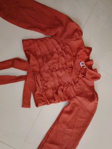 Chic Rust-Colored Tie Top