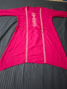 Pink Asymmetric Kurti