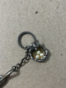 Bird Feather Metal Keyring