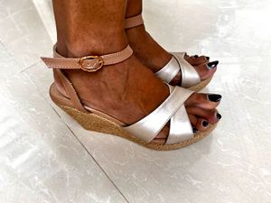 Women Golden Wedge Heels