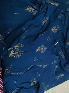 Blue & Gold Print Fabric