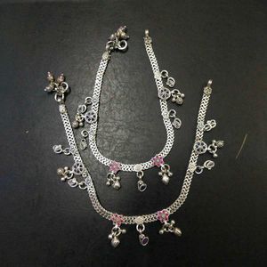 Slightly Used Pure Silver CZ Anklets For Women
