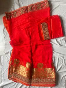 Heavy Work Red Saree