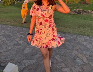 One Shoulder Floral Dress