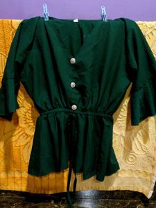 Green Flared Sleeve Top