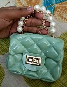 Mint Quilted Mini Top Handle Bag