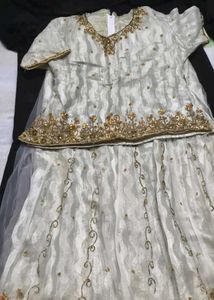 Elegant White &amp; Gold Beaded Festive Top