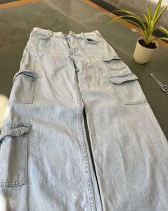 H&amp;M Light Blue Cargo Jeans
