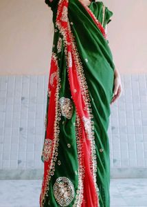 Heavy Stones Embroidered Saree With Blouse