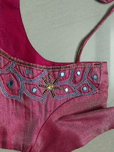 Pink Embroidered Saree Blouse