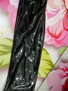 (1122Shiny Black Bodysuit