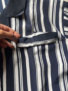 Bkue and white Striped Button-Down Top