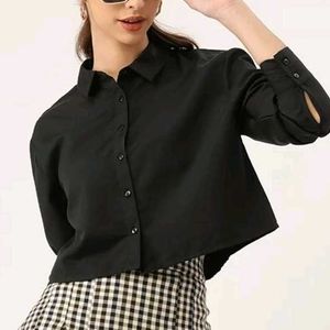 BLACK CLASSY CROP SHIRT 🖤