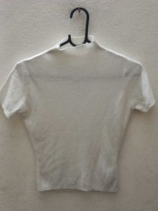 White Mock Neck Top