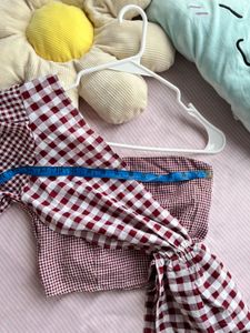 Gingham One-Shoulder Top