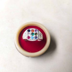 Pure Silver Multicolor 9 Precious stone Ring