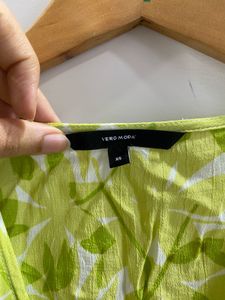 Leaf Print Wrap Top