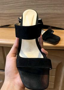 Black Block Heel Mules