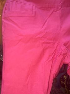 Pink Stretchable Well Fitted Ankle Length Pants