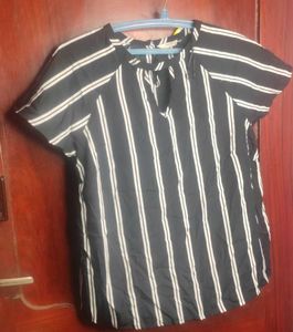 Papaya Striped V-Neck Top