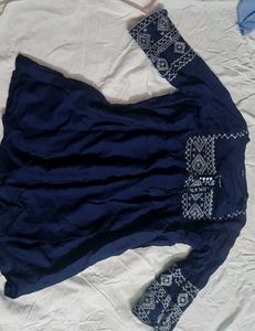 Beautiful Navy Blue Ethnic Motif Tunic Top