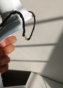 Floral Black Beaded Necklace