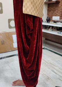 Men Sherwani Dhoti Stitched Set -Cream &amp; Maroon