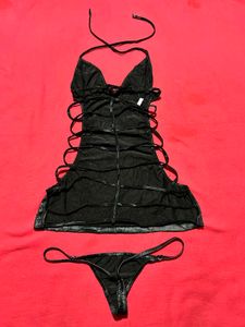 Halter Neck Lace-Up  (Top +Thong
