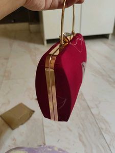 Maroon Printed Leaf Hand Clutch With Sling