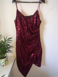 maroon sequins dress