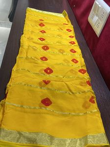 Bandhani Rajputana Yellow Saree
