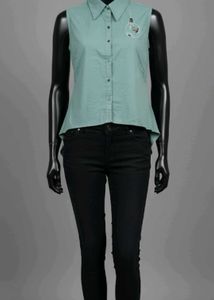 Sleeveless Button-Down