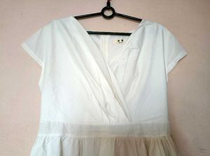 Korean Pure White Classic Midi Dress