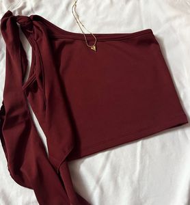 One-Shoulder Maroon Top (S)