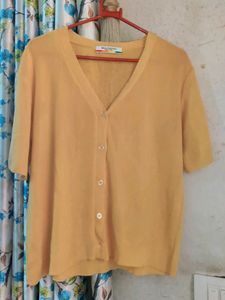 Mustard Short Sleeve Cardigan