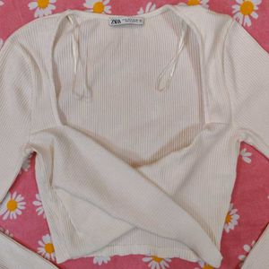 ZARA White Ribbed Top ✨