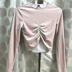 H&amp;M Pink Velvet Long Sleeve Top
