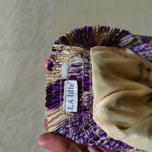 Beige and Purple Floral Long Skirt