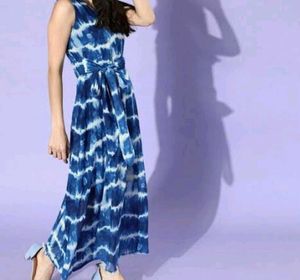 Stylish Blue Tie-Dye Maxi Dress