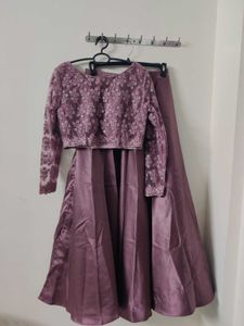 Elegant Mauve Embroidered Lehenga Set