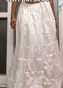 Pretty White Long Korean Skirt