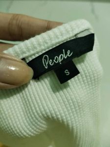 People By Pantaloons White Halter Neck Crop Top