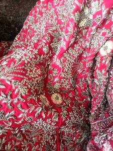Red dabka work bridal lehnaga