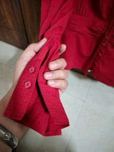 Dark Red Polka Dot Shirt