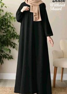 full flair Elegant Black Abaya with puff sleeve