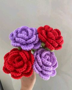 Handmade Crochet Flower Bouquet 5 roses